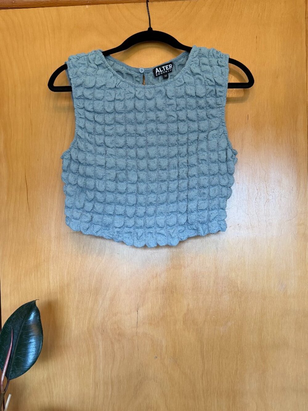 Alter Light Blue Textured Crop Tank Top